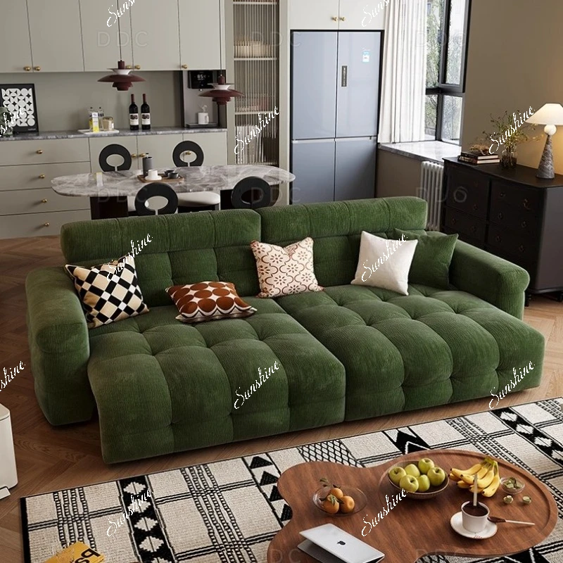 

High backrest electric multi-functional chenille fabric sofa cream wind zero retractable against the wall