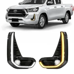 For Toyota Hilux Revo 2020 2021 Led Fog Lamp Daytime Running Light Day Bumper Driving Turn Signal Wires Switch Car Accessories
