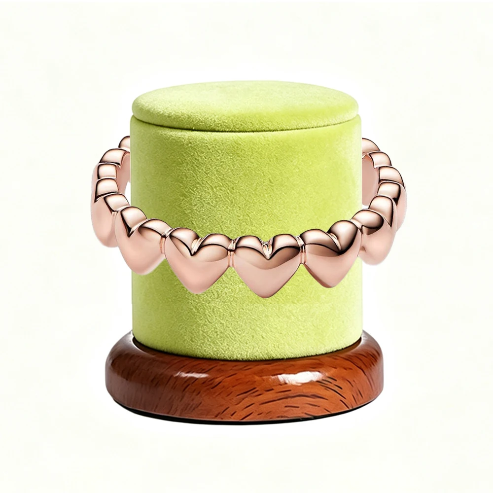 2026 New 925 Silver Women's Double Loop Wrapping Heart to Heart Rose Shell Bow Crown Ring DIY Exquisite Charm Jewelry Gift