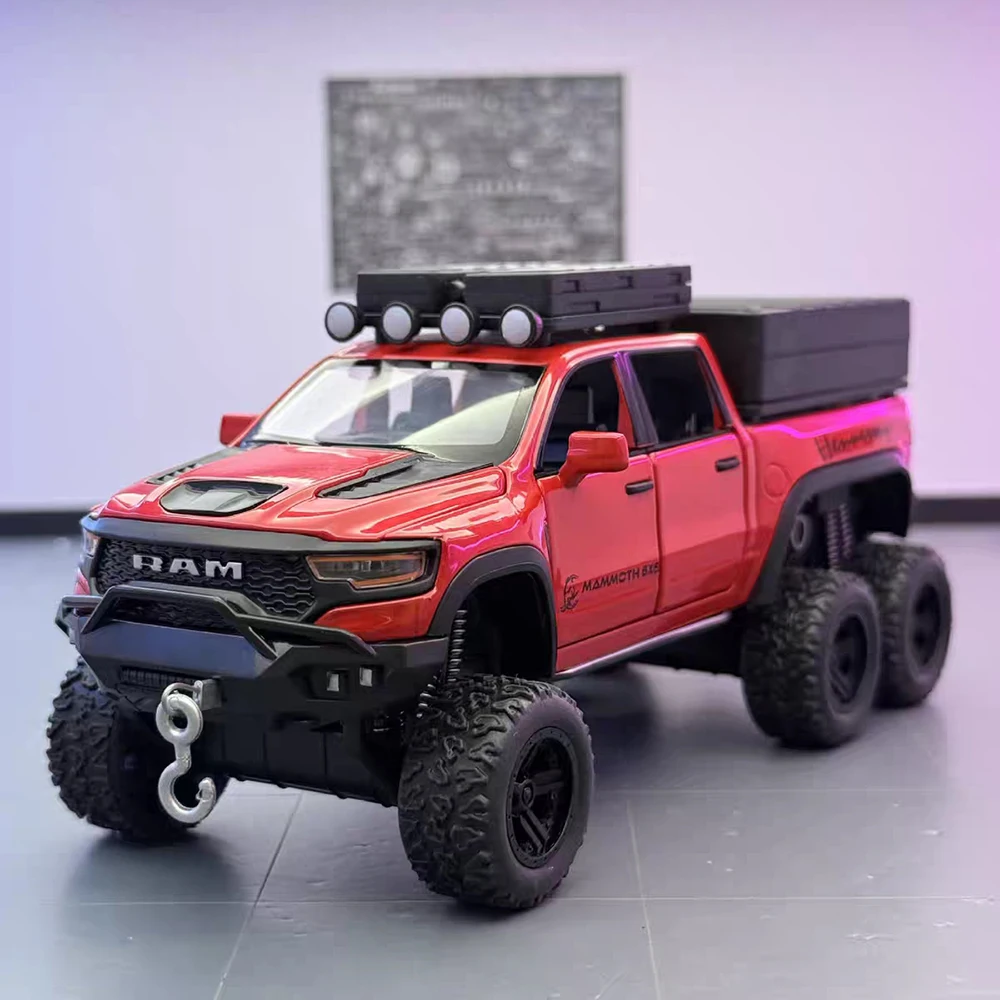 

1:32 RAM Mammoth G63 6x6 автомобили игрушки модели из сплава литье под давлением двери открытые миниатюрный караван легкие музыкальные транспортные средства для мальчиков рождественские игрушки