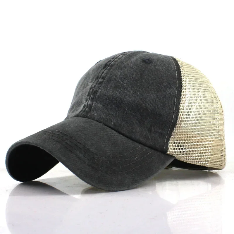 Vintage Washed Baseball Cap for Women Men Mesh Baseball Cap Gorras Snapback Caps Casquette Dad Hat Outdoors Fishing Cap