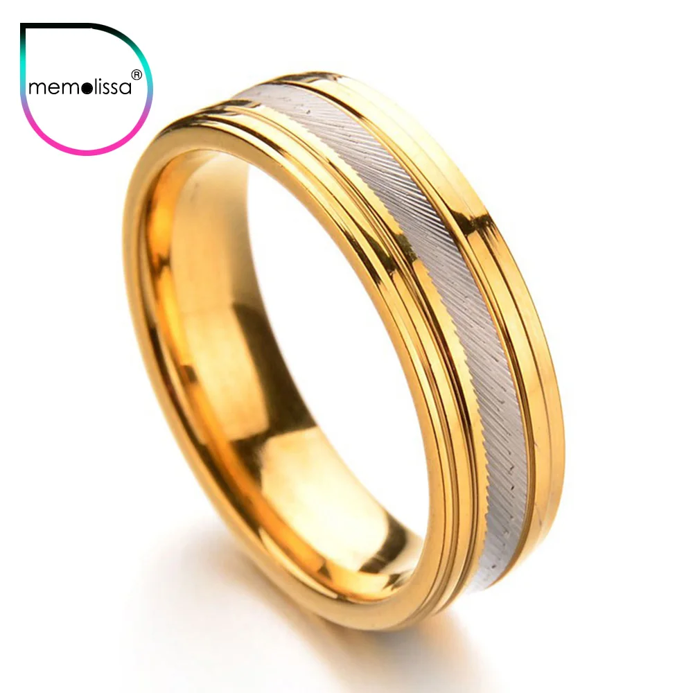 Titanium Steel Engrave Gold Color Wedding Bands Ring for men Wedding Promise Rings For Women Engagement Jewelry