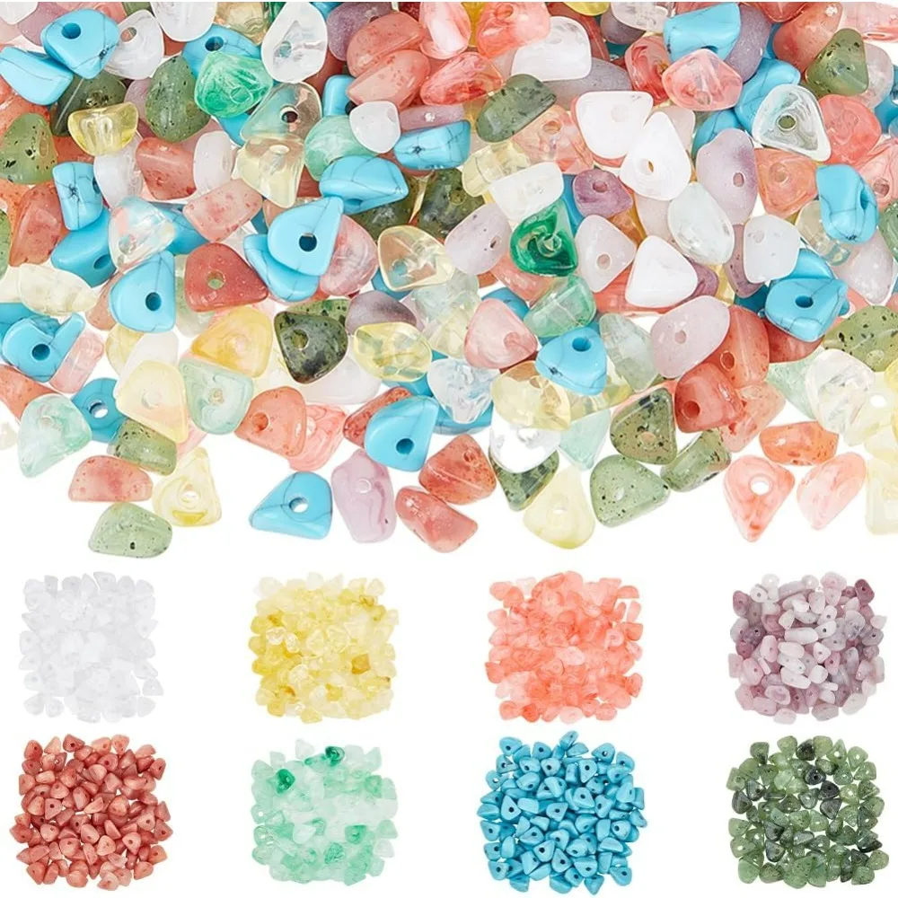 

800Pcs 8 Colors Chip Beads Bulk Acrylic Beads Ranbow Color Cute Acrylic Chip Stone Loose Gemstones