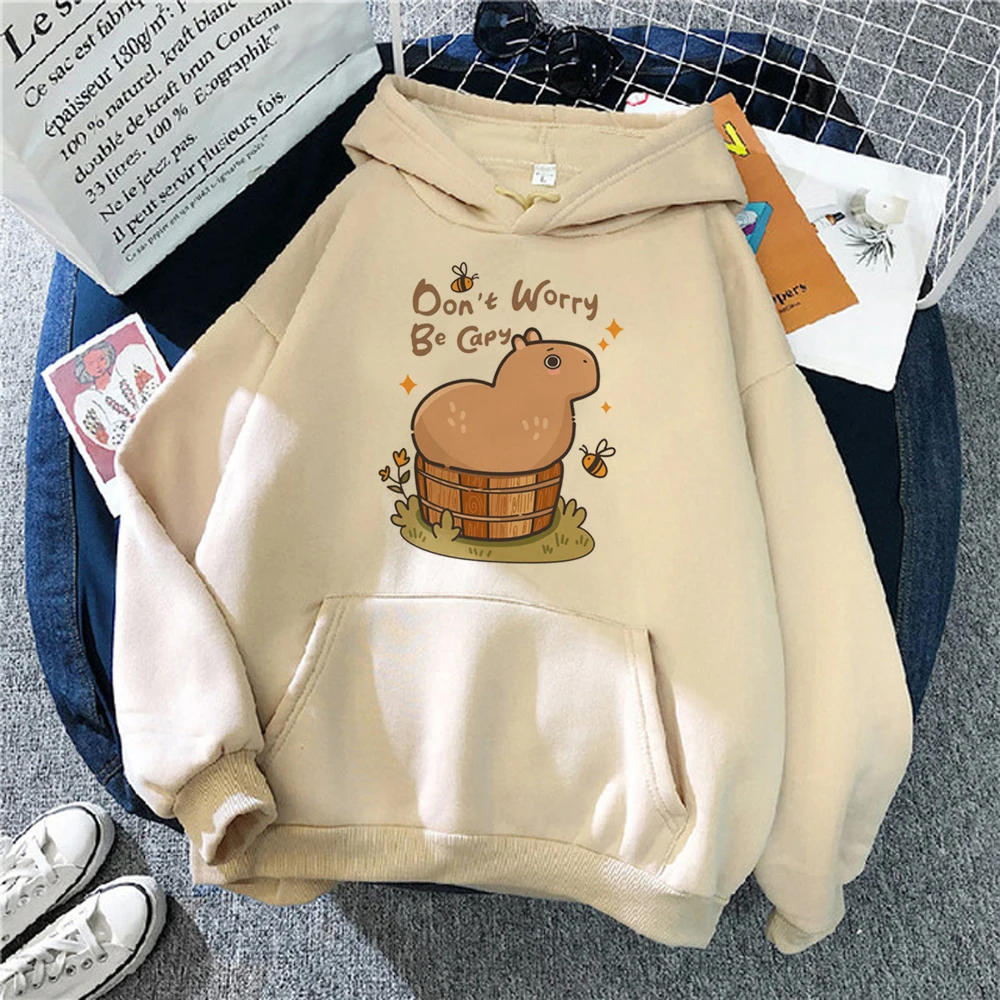 Capybara Hoodies Frauen Fleece Schweiß y2k japanischen Pullover weibliche Anime Kapuze