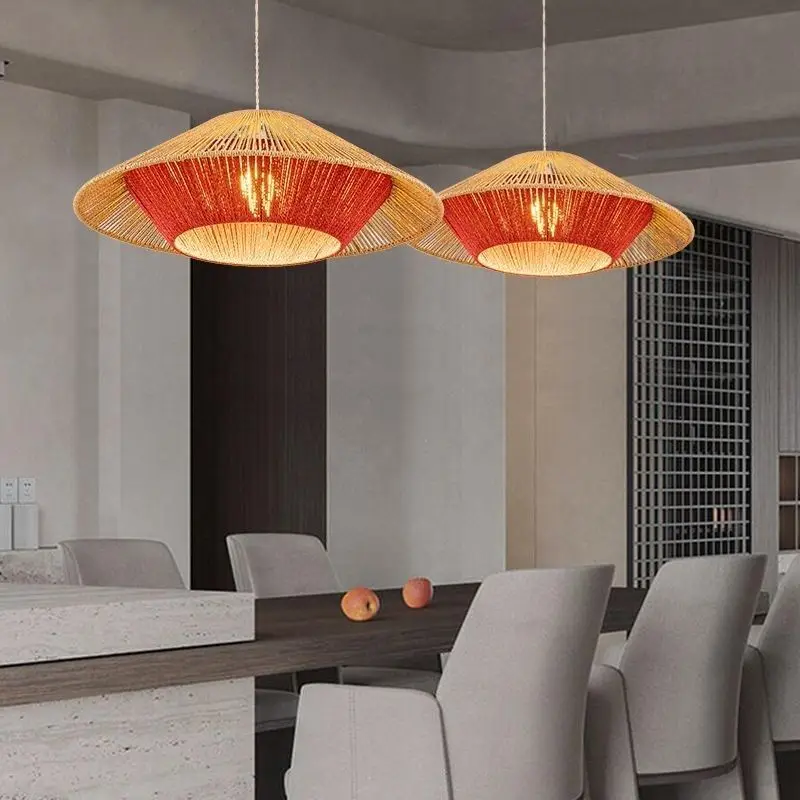 Wabi silent retro hemp rope chandelier creative rattan bohemia Morocco light simple breakfast living
