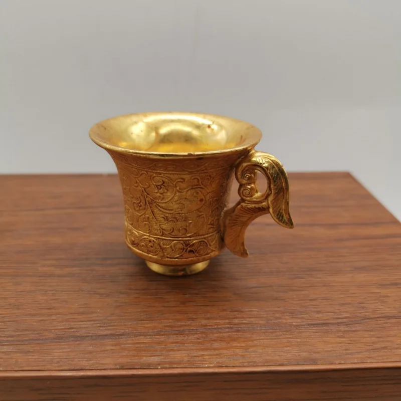 Vintage Copper Gilt Cup Ornament Wine Glass Wine Set Cup Craft Office Study Curio Shelf Counter Decoration
