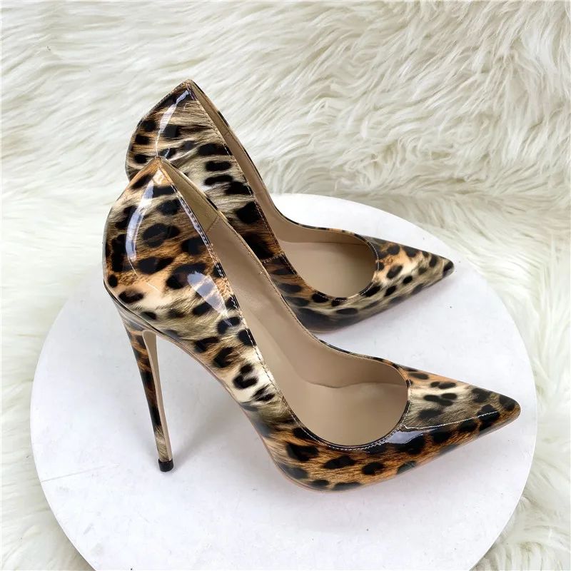 Keshangjia Leopard Printed Women Sexy Pointed Toe Stiletto Pumps Comfortable Heel Party Celebrity Shoes 33-45 yards