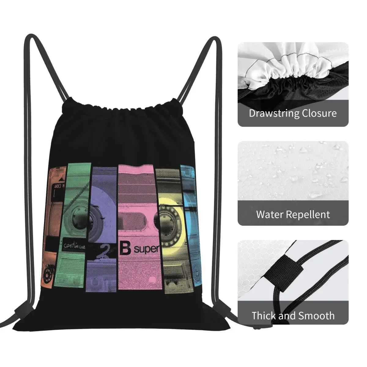 Mix Tape 1.0 Backpacks Multi-function Portable Drawstring Bags Storage Bag Book Bags For Man Woman Students