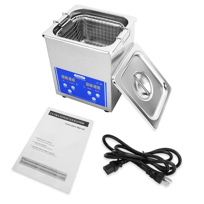 Лемпplus 2лiter SUS304 Ультразвуковой очиститель ювелирных изделий Инструменты для татуировки Часы Очки Чистка 40 кГц с корзиной