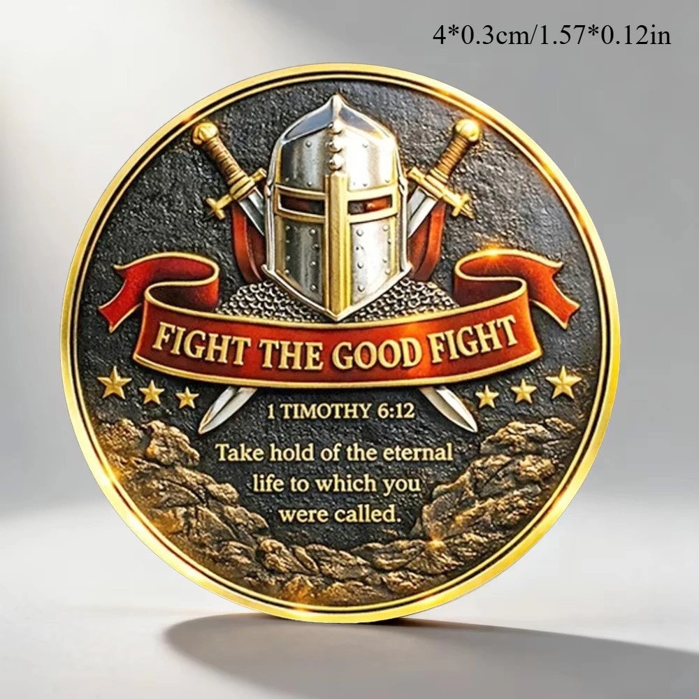 2D UV Gold Plated Strength and Belief Themed Souvenir Coin Saved Not Soft Knight Gold Plated Collection Coin