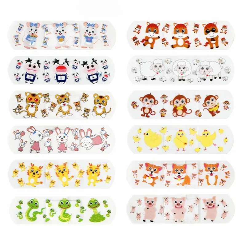 120Pcs/Set 100Pcs/Set Cartoon Plasters for Children Kids Band Aid Cute First Aid Adhesive Bandages Skin Wound Dressing Patch