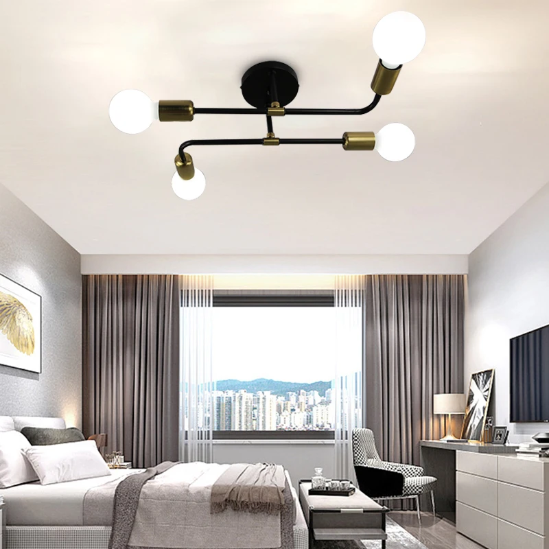 Modern Creative Lighting Black Gold 4-Head Bedroom Simple And Creative Personality Living Room Dining Room Ceiling Light