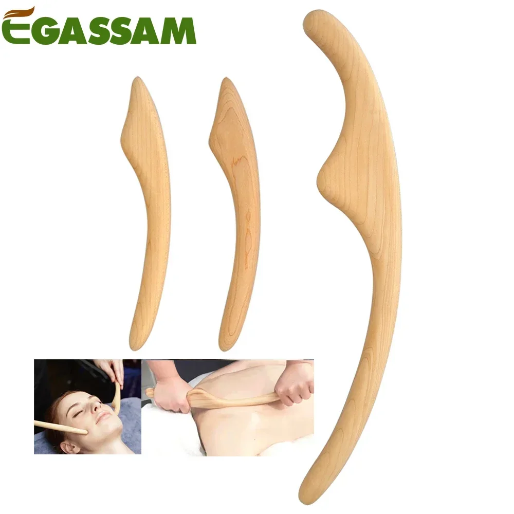 

EGASSAM 1Set Wood Body Carving Face Carving Massage Relax Hand Feet Body Healthcare Massage Scraping Guasha Stick