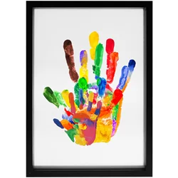 Clear Family Handprint Kit DIY Handmade Keepsake Wooden Frame with 6 Paints Pen Eraser Paintbrush Non-Marking Nails Newborn