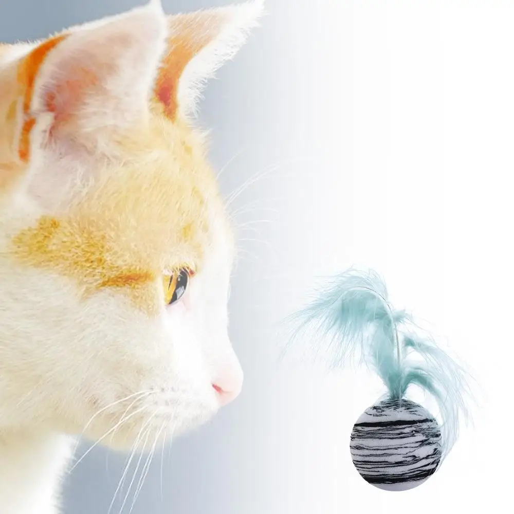 

1PC Portable Funny Interactive Colorful Cat Toy Ball for Playing Cat Throwing Toys Feather Foam Ball