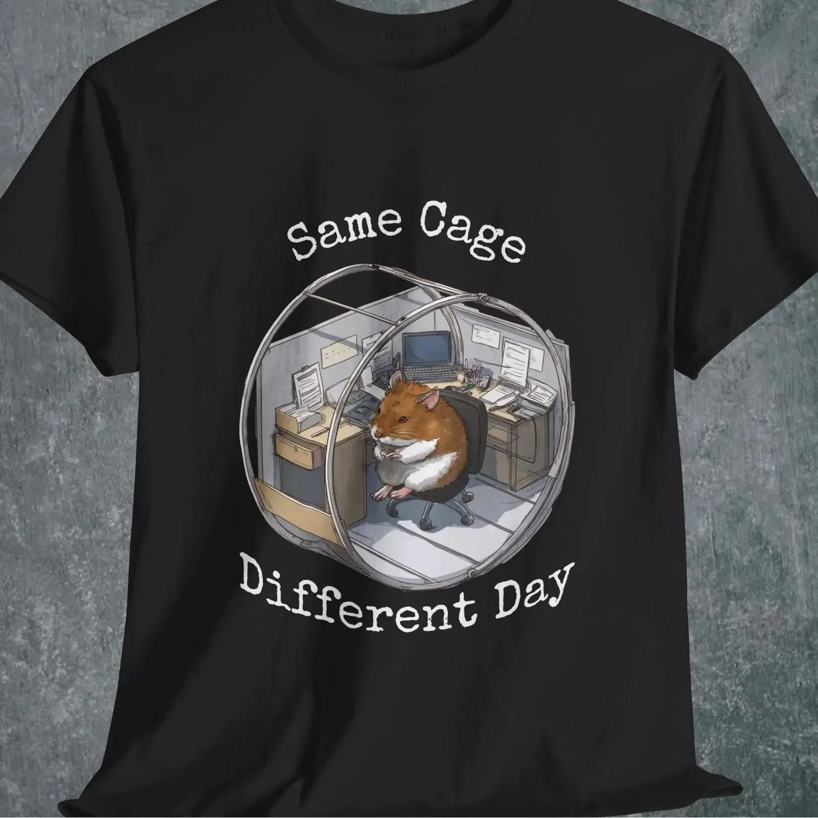 Funny Hamster Wheel T Shirt Sarcastic Office Humor  vintage Washed Unisex graphic Comfortable fashion streetwear Versatile