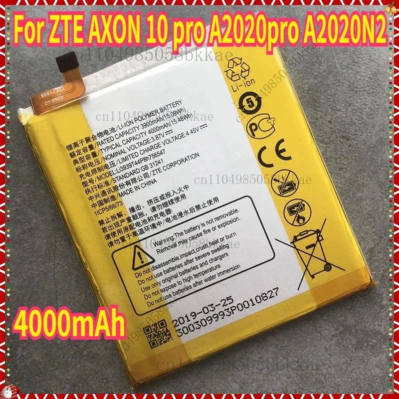 

Li3939T44P8h756547 4000mAh Battery for ZTE A2019 Pro A2020 A2020N2 Axon 10 Pro 5G Axon 11 SE 9000N V2020 5G