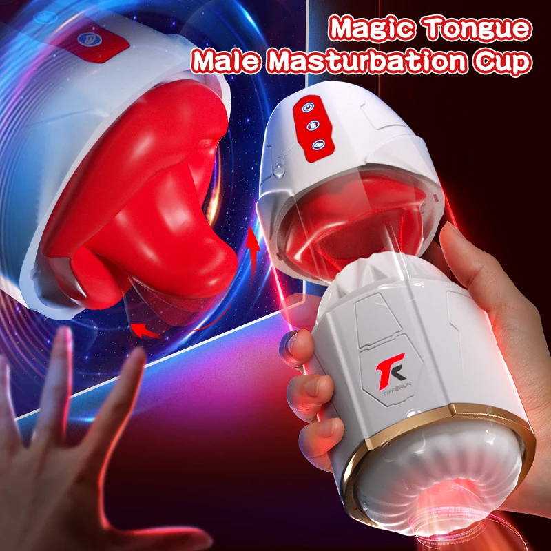 Men Automatic Masturbation Cup Adult Sex Toy Licking Sucking Vibrating Penis Trainer Heated Masturbator for Male Anal Sexmachine