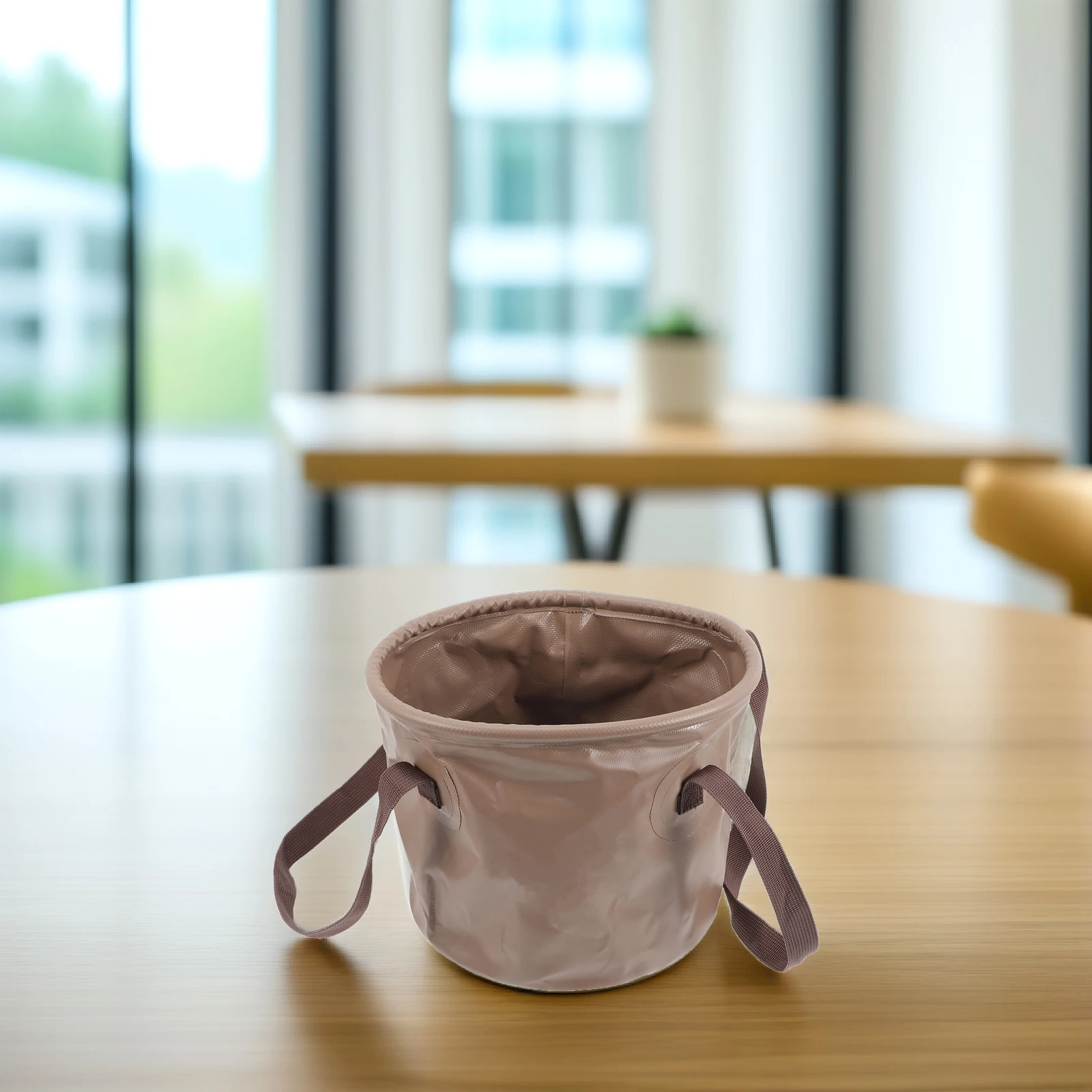 

Folding Washbasin Camping Water Bucket High Capacity Khaki Oxford Cloth Foldable Pail