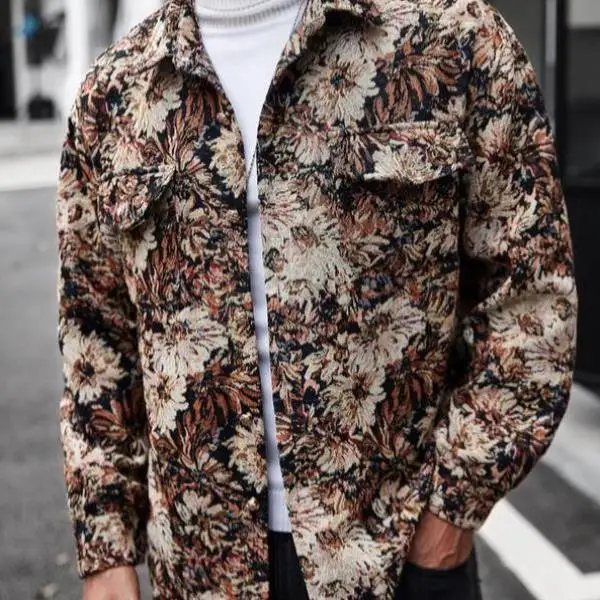 

Мужской Long Sve Jaet с цветочным принтом, повседневный, с V-образным вырезом, длиной до талии, с застежкой на талии, новинка лета, трансграничный