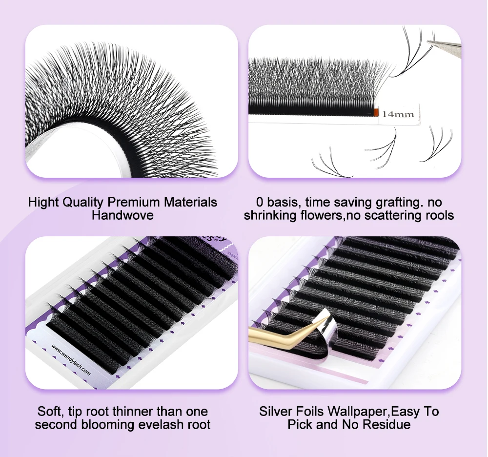 Wendy Two Tips 6D W Shape Lashes Extension Gotowe kępki rzęs do przedłużania, wysokiej jakości sztuczne rzęsy, naturalny wygląd, przedłużanie rzęs — zdjęcie 7