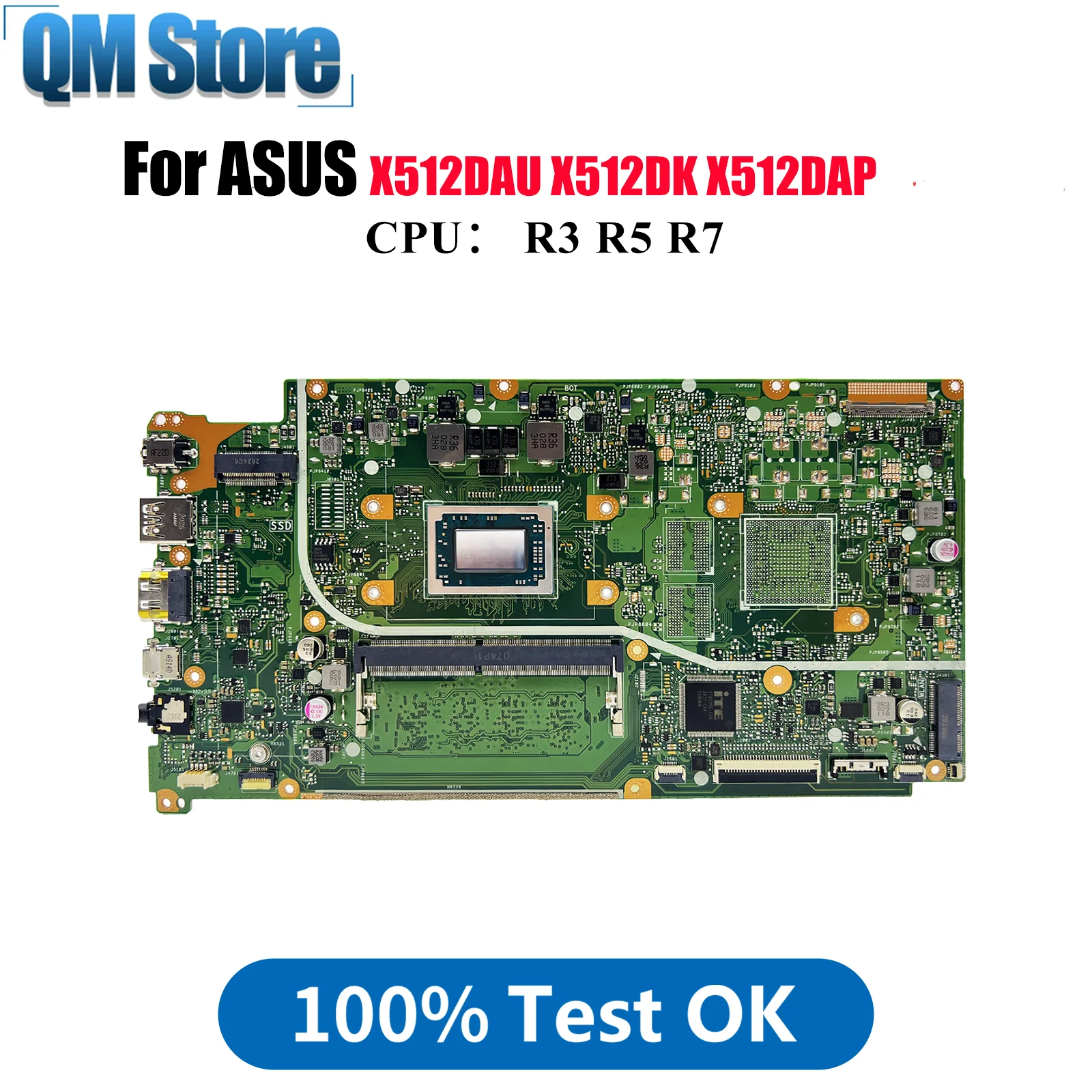 

X512DAU Материнская плата для ноутбука ASUS VivoBook M512D X512DK X512DAP F512D V5000d X512D M5050D X512DA Материнская плата с процессором R3 R5 R7