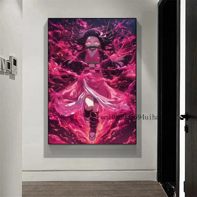 Anime demon slayer kamado tanjirou nezuko personagem cartazes arte da parede imagem moderna casa decoração do quarto das crianças pintura em tela