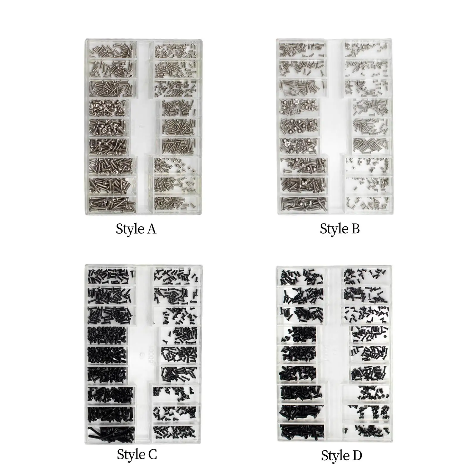 500pcs/Set 18 Types Mini Screw Nuts Universal with Storage Box Screw Assortments for Notebook Repair Head Screw Assortments
