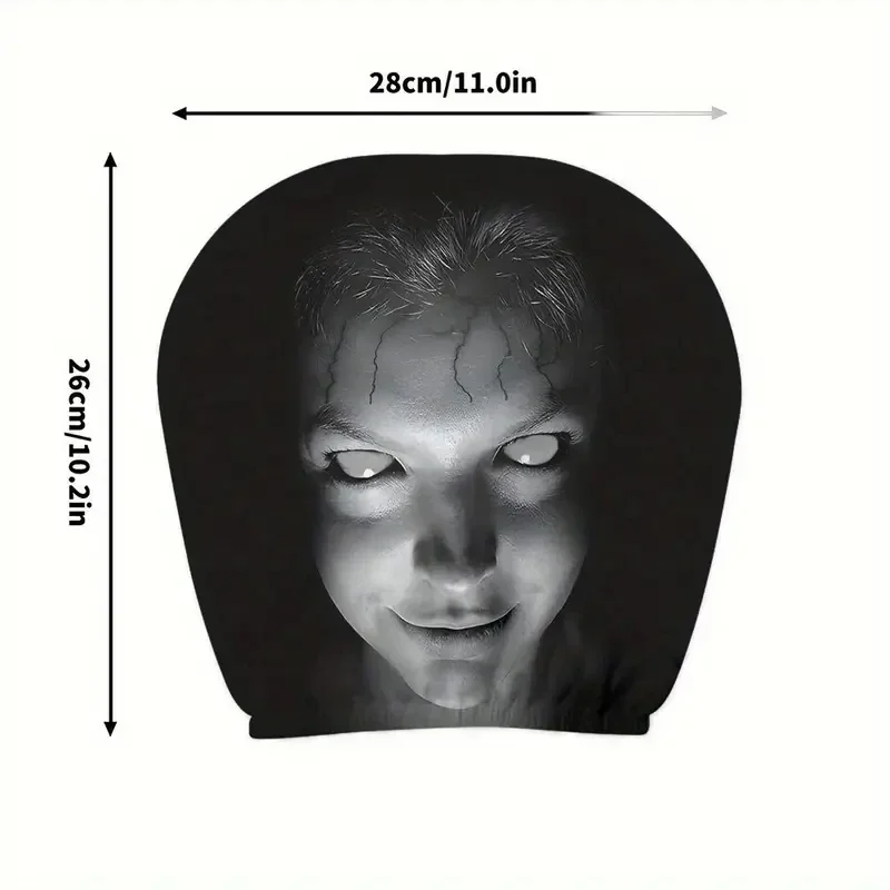 2Pcs Halloween Horror Face Printing Car Headrest Covers Universal Elastic Car Seat Headrest Cover image 3