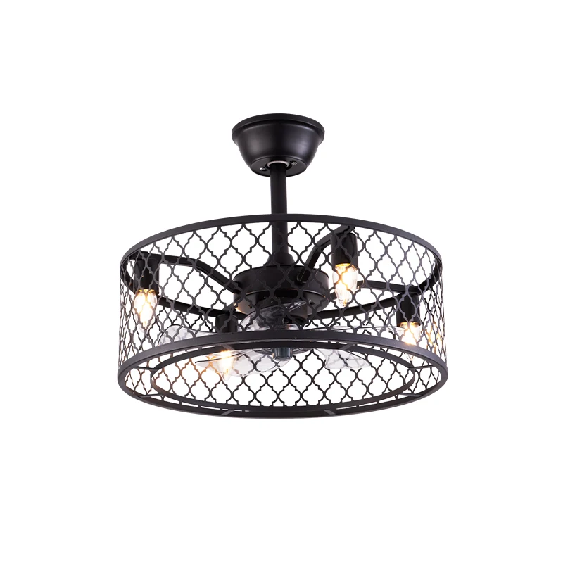 Hot Sale Decor Forward Reverse 5 Blades Ceiling Fan Lamps Led Hanging Fan Lights Remote Wall Control Iron New 20 INCH