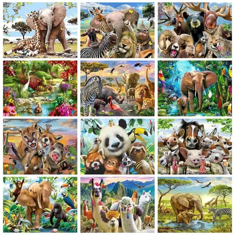 

600870 Frameless Elephant Giraff DIY Painting By Numbers Modern Wall Art Picture Paint By Numbers Unque Gift For Home Decor