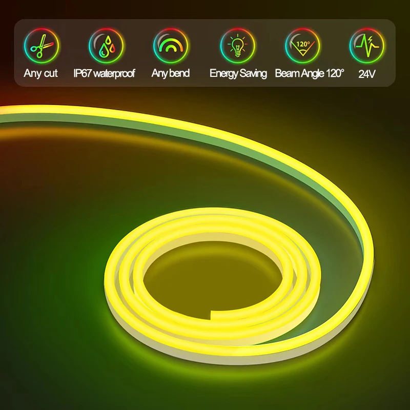 LED النيون قطاع ضوء تويا WiFi 24 فولت RGB عكس الضوء بلوتوث 2 متر-10 متر LED مصباح IP67 مقاوم للماء شريط مرن الديكور عيد الميلاد #5