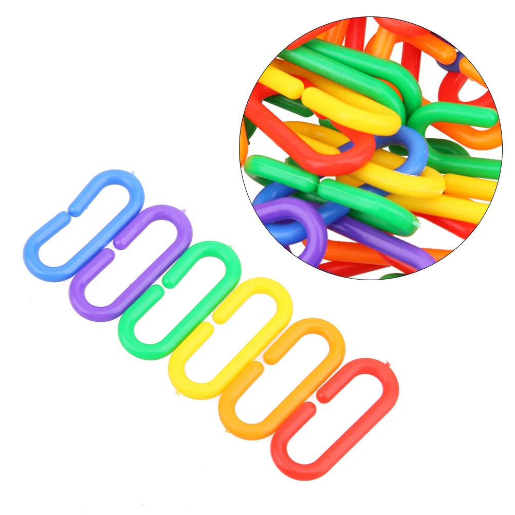 

200 Pcs Plastic Chain Colorful Bird Toys C-clips Links Hooks Little Pet Parrot Accessories Supplies