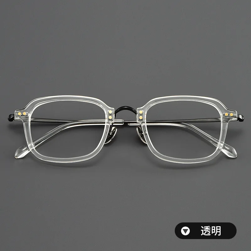 

Vintage Japaness Acetate and Titanium Eyeglasses for Men Square Reading Glasses Customized Prescription Eyeglasses