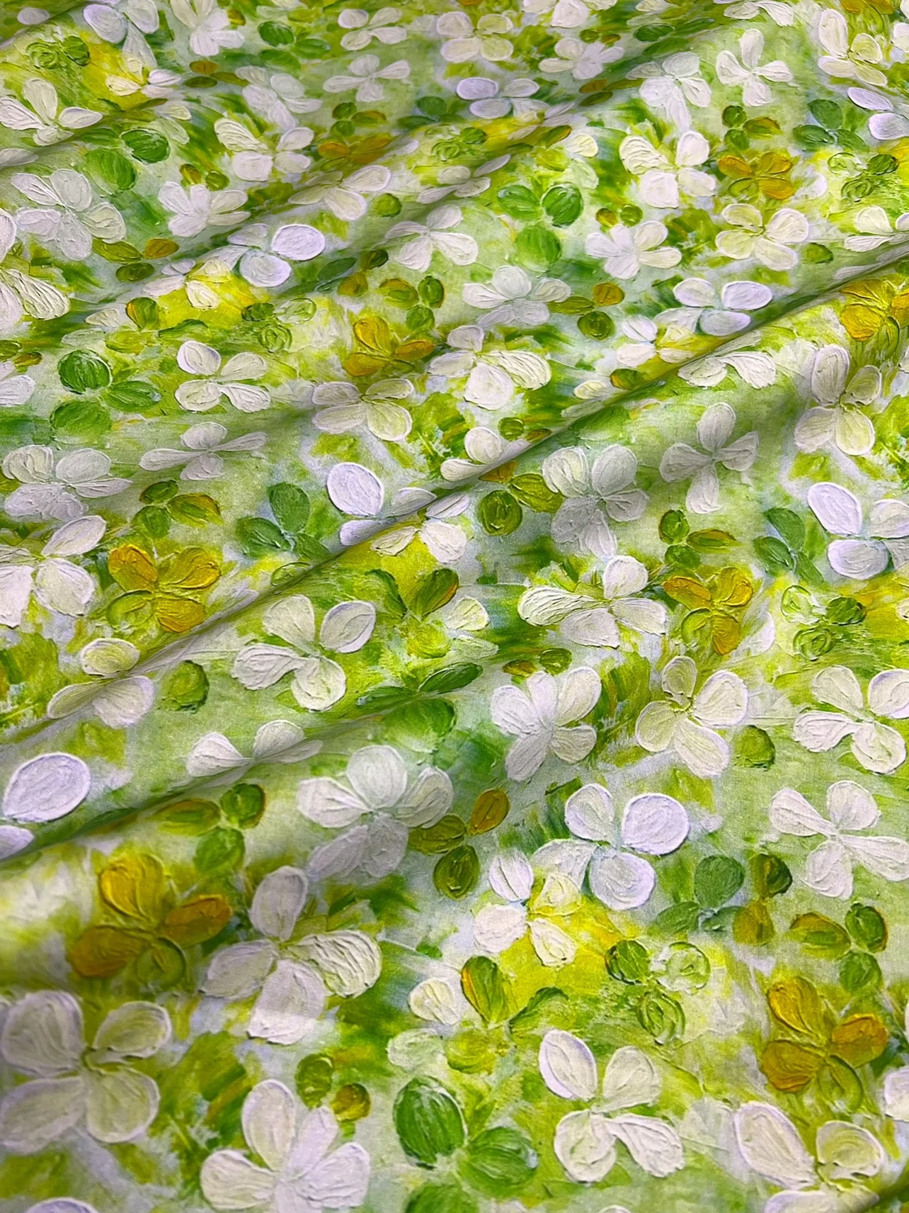 145x50cm Oil Painting Clover Digital Printing 60s Poplin Cotton Fabric, Handmade DIY Skirt Cloth