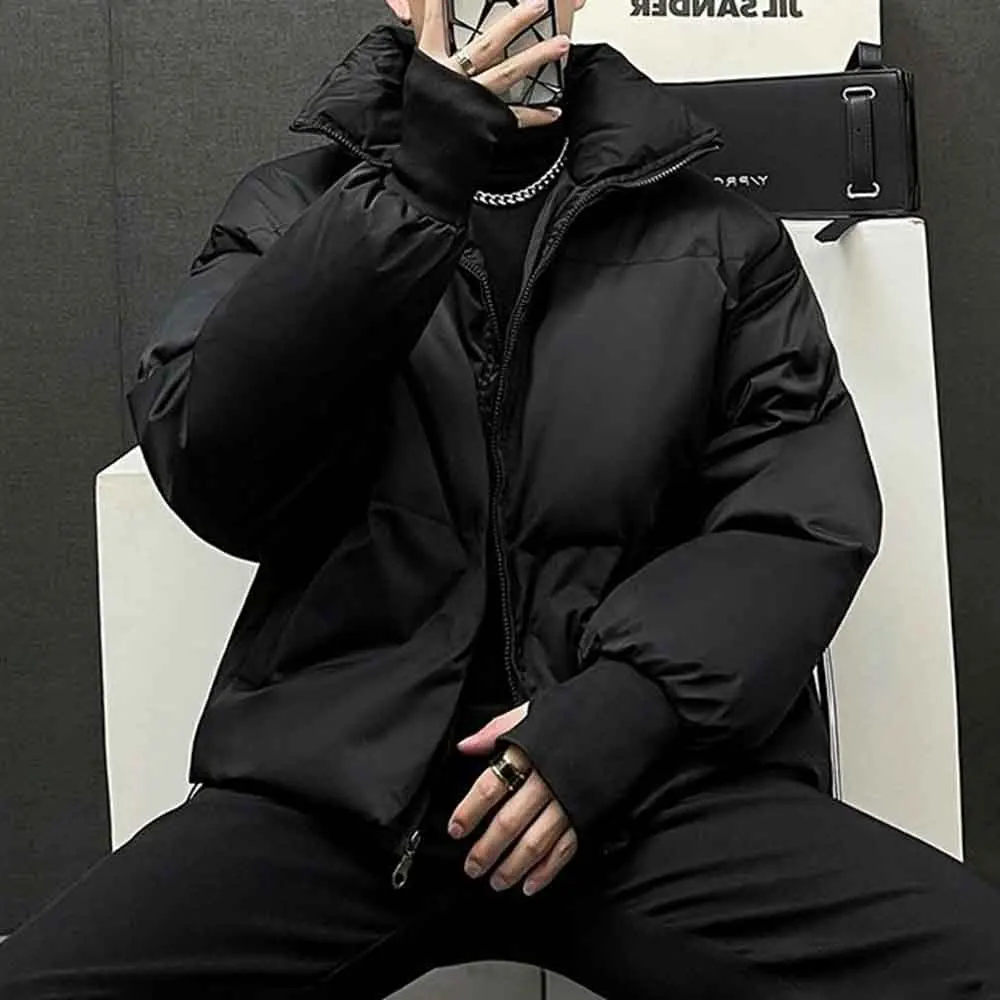 2025 شتاء جديد الرجال بلون سترة قطن بأكمام طويلة الأمريكية الرجعية الموضة العصرية شارع العليا فضفاض المتخصصة الرجال