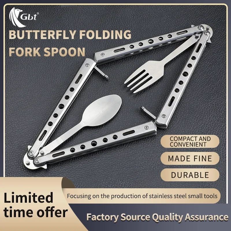 

Набор вилок и ложек-бабочек, тактическая ложка-бабочка, складной набор посуды из нержавеющей стали, тренажер Balisong для путешествий