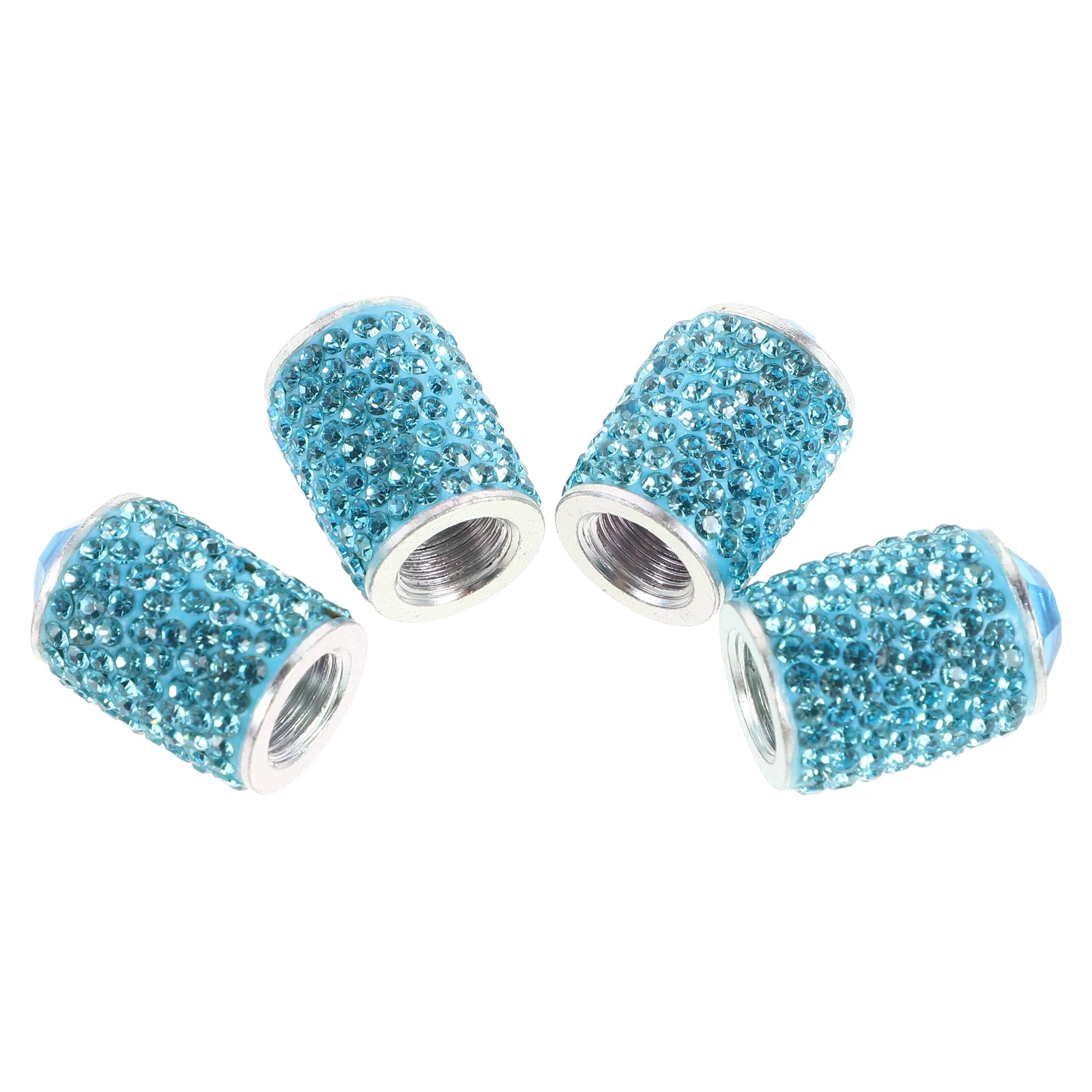 

4pcs Tire Valve Caps Aluminum Car Stem Bling Accessories Bicycle Wheel Air Sky Blue Sealed Durable Universal Fit