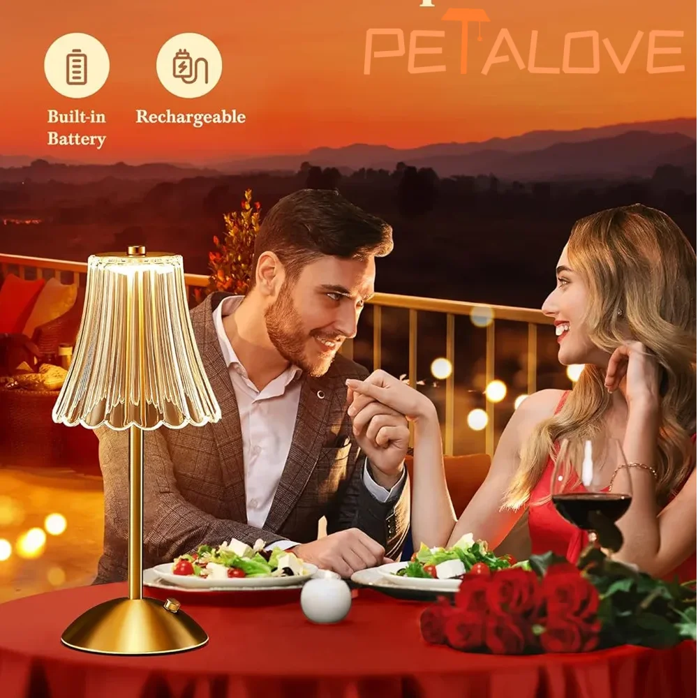 Table Lamp LED Touch Sensor Desktop Night Light Rechargeable Reading Lamp for Restaurant Hotel Bar Bedroom Decor Valentine's Day image 2