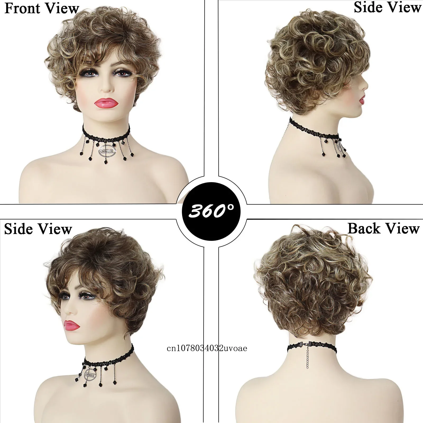 الاصطناعية أومبير شقراء شعر مستعار قصير الباروكات للنساء فوضوي مجعد الشعر اليومي تأثيري منتصف العمر الإناث هدية شعر مستعار طبيعي تنفس #4