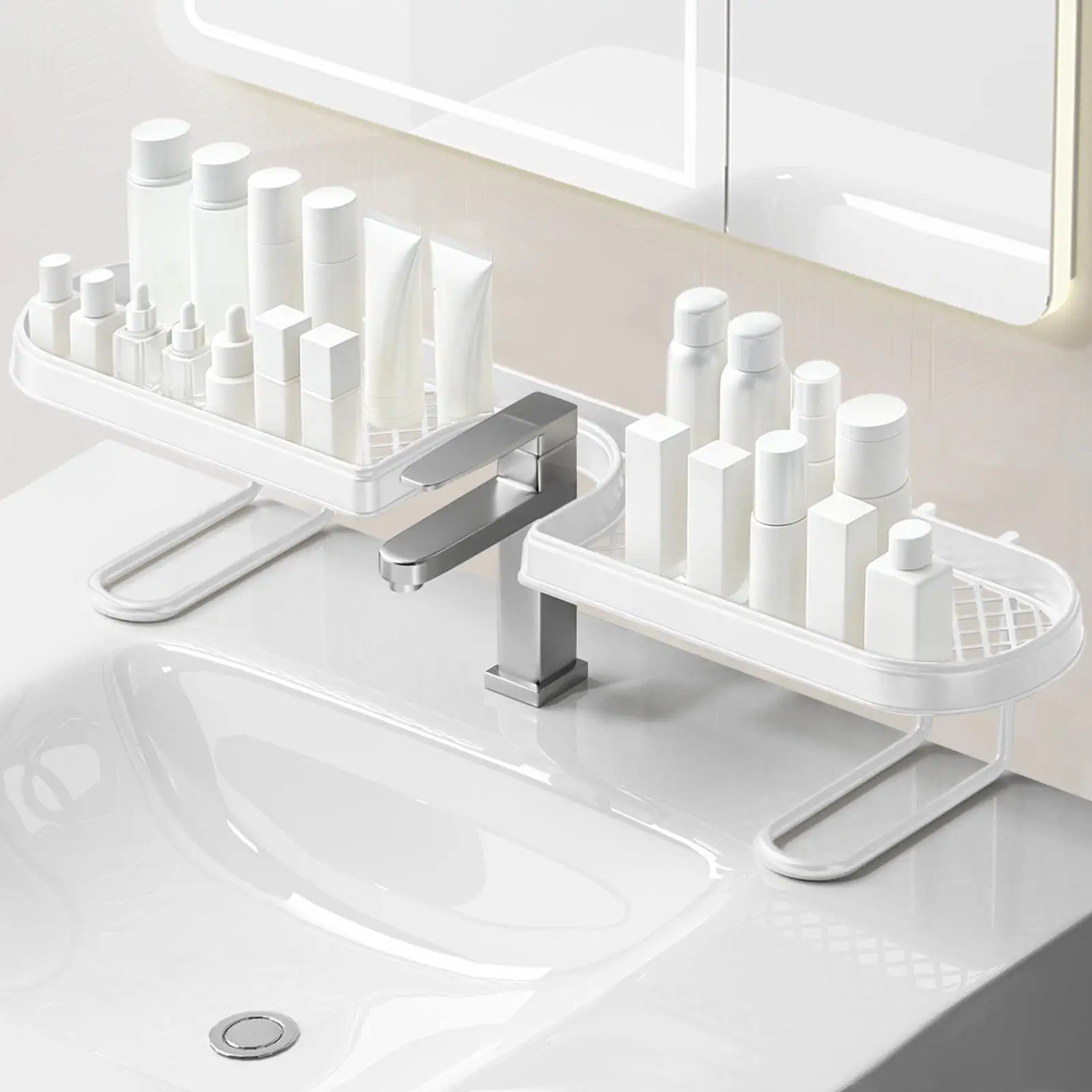 Faucet Sponge Holder U Shape Soap Rack for Faucet No Drill Over The Sink Shelf for Kitchen Countertop Shower Apartment Dormitory