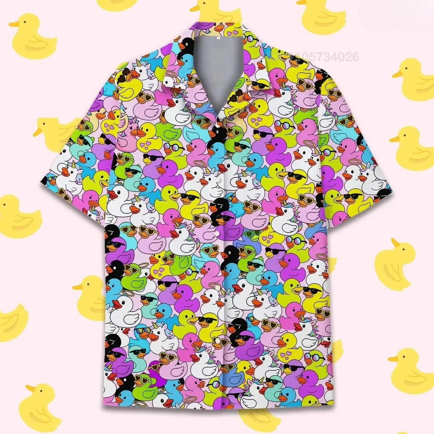 Mens Funny Hawaiian Shirt Neon Rubber Duck Galaxy Yellow Casual Button Down Short Sleeve Tops Chic