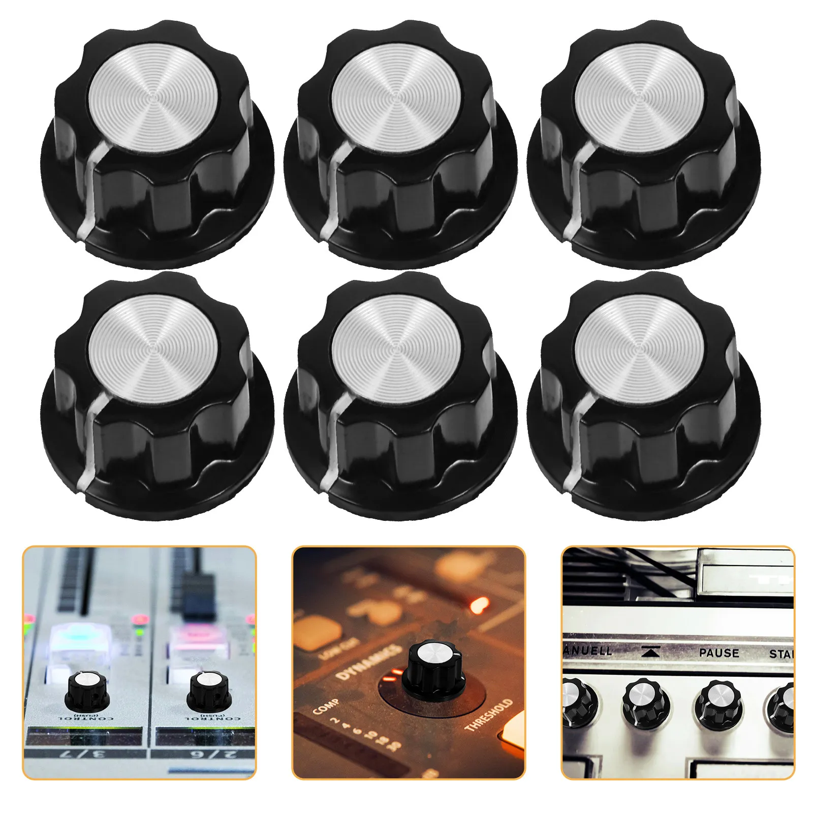 6Pcs Power Amplifier Potentiometer Knobs Speaker Volume Tone Control Rotary Guitar Effect Pedal Instrument Parts