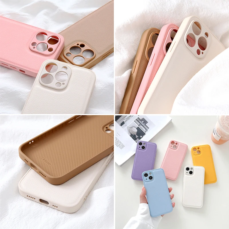 Custom Name Leather Cases For iPhone 16 15 14 13 12 11 Pro X XR XS 16Pro 15Pro 13Pro Max 7 8 Plus 16Plus 15Plus DIY Color Cover