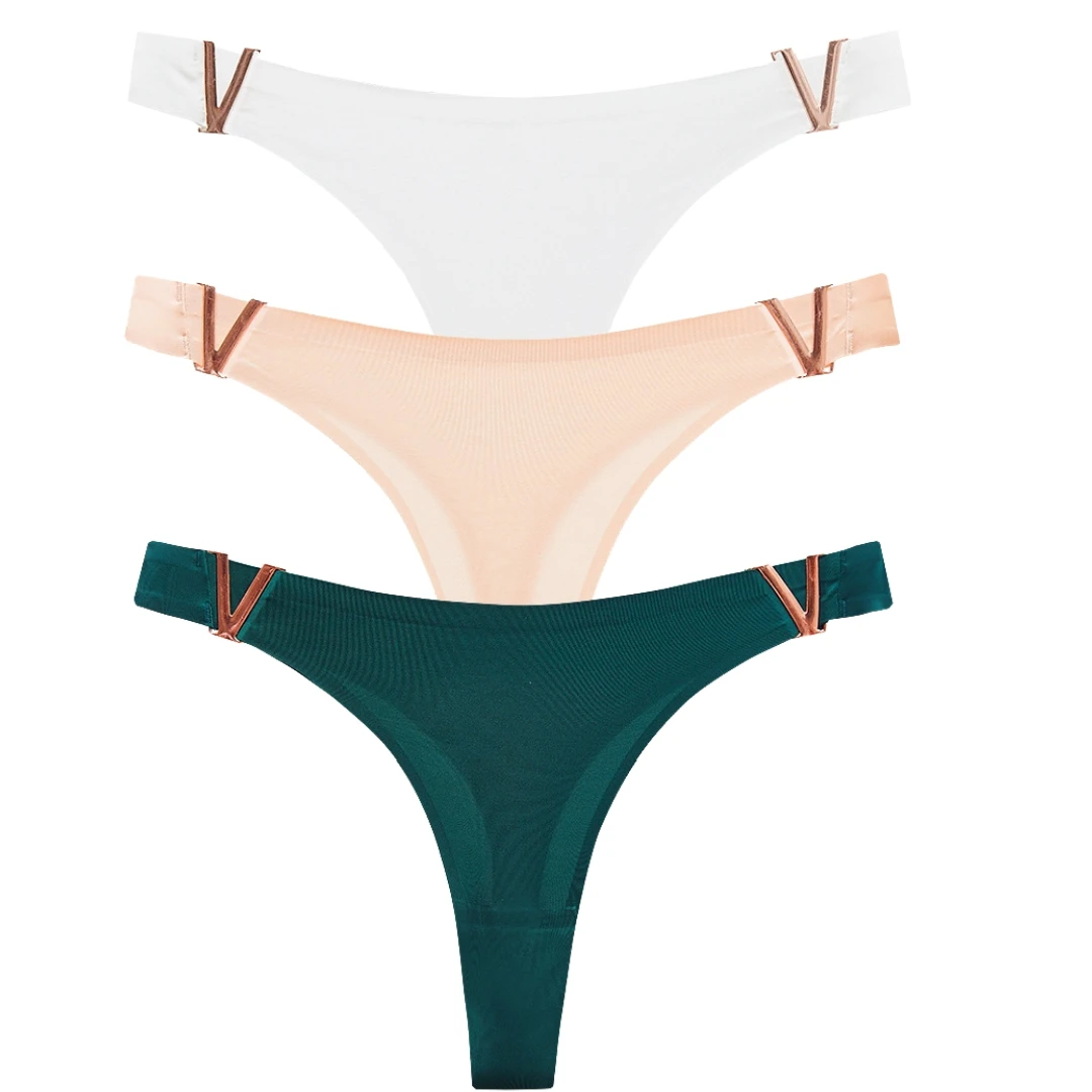 Ice Silk Seamless Women's Breathable Quick-Drying Panties Women's T 3 PCS Thong High Elastic Pants Letter Underwear