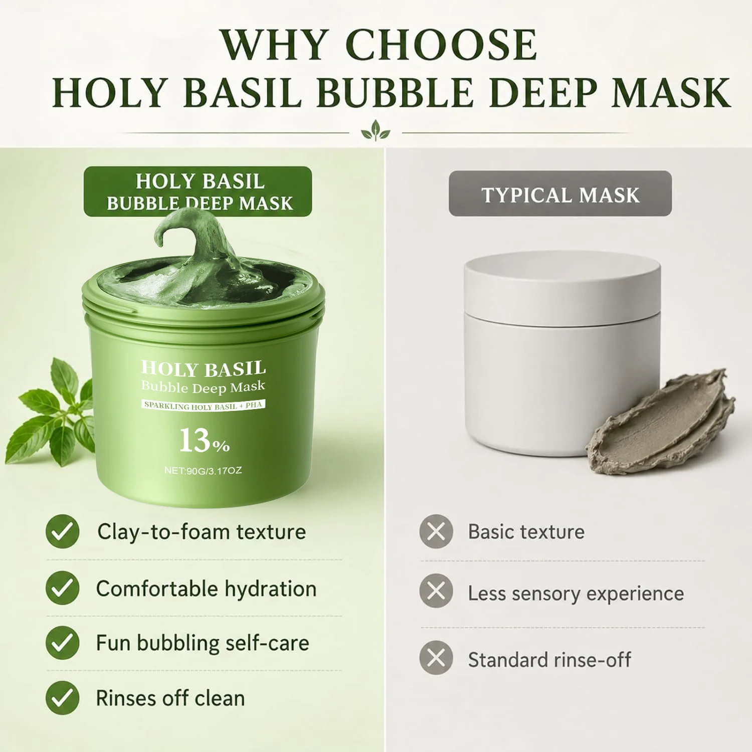 Zdjęcie 6: Maska do twarzy Holy Basil Bubble Deep Mask Clay-to-Foam z PHA i ekstraktem z Holy Basil, delikatna maska oczyszczająca i nawilżająca 90g
