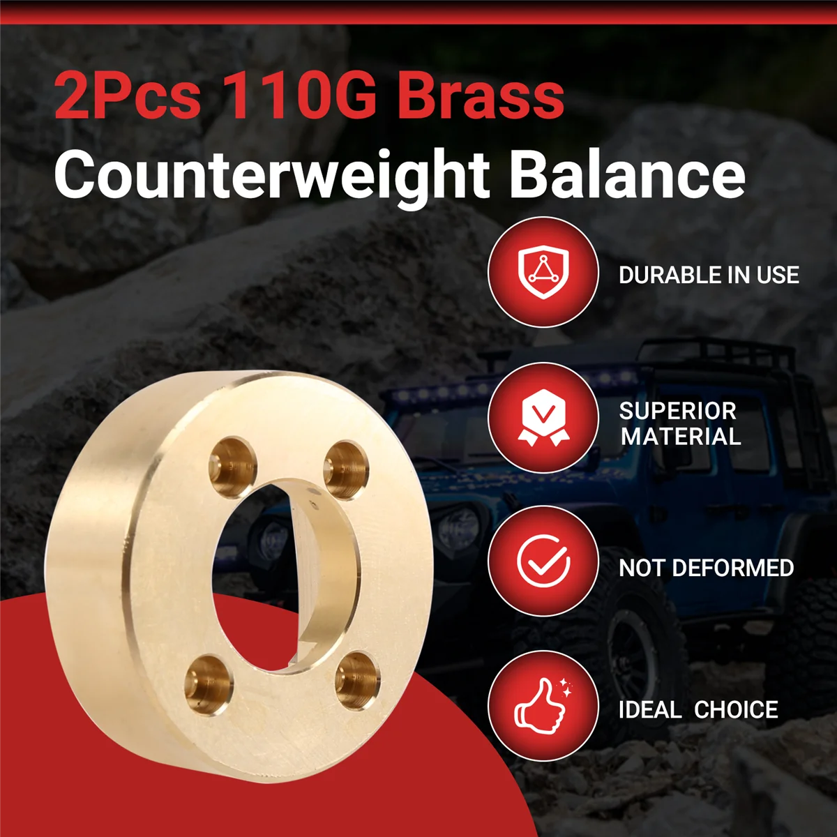 2 Stücke 110G Messing Gegengewicht Ausgleichsgewicht für Absima CR3.4 SHERPA KHAMBA CR1.8 Yucatan RC Crawler Auto Upgrade Teile