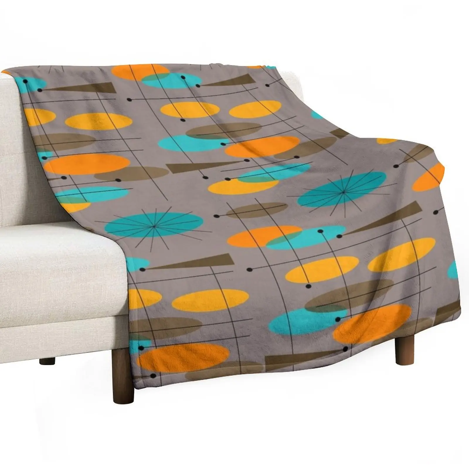 Mid-Century Modern Ovals III Throw Blanket Summer Single Blankets