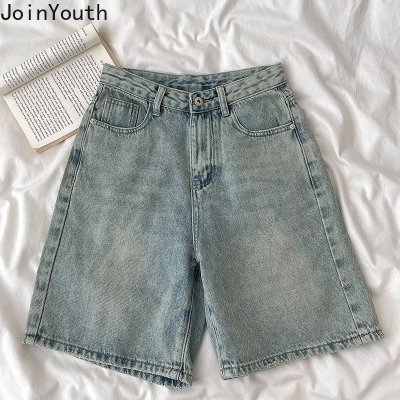 Fashion Vintage Wide Leg Pants High Waist Casual Y2k Jean Shorts Streetwear Summer Pantalones Cortos De Mujer 2024 New Bottoms