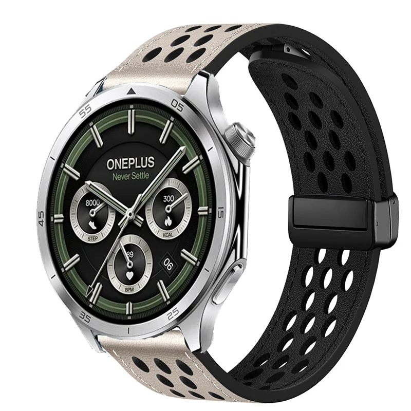 22mm Magnetic Leather Strap For OnePlus Watch 3 2 2R/OnePlus 46mm Bracelet For OPPO Watch 4Pro X X2/Realme Watch 2 3 S Pro Band